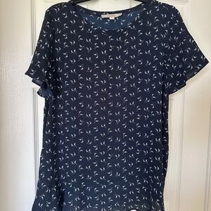 Ann Taylor Loft Navy Blue Crossover Back Blouse